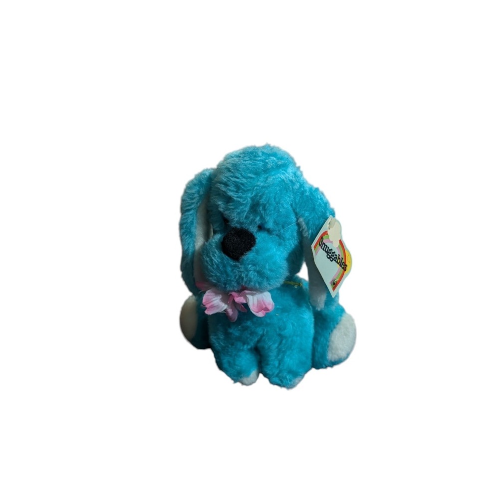 Vintage 1983 Puppy Dog Graphics International Plush Snuggables Heartline Blue